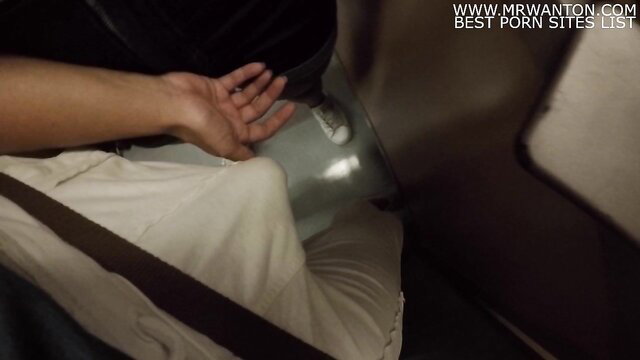 Blonde MILF grabs dick in subway metro train