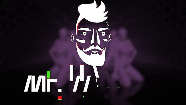 Mysterious bearded man silhouette with Arabic text on purple background