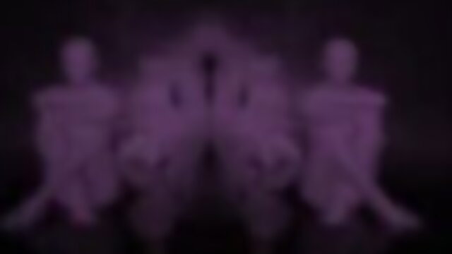 Blurry purple silhouettes of three figures in erotic tease pose