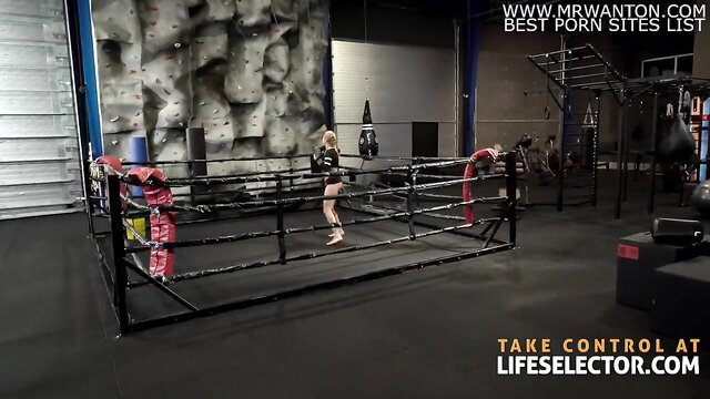 Cherry Kiss blonde boxer in ring ready for cardio fuck training