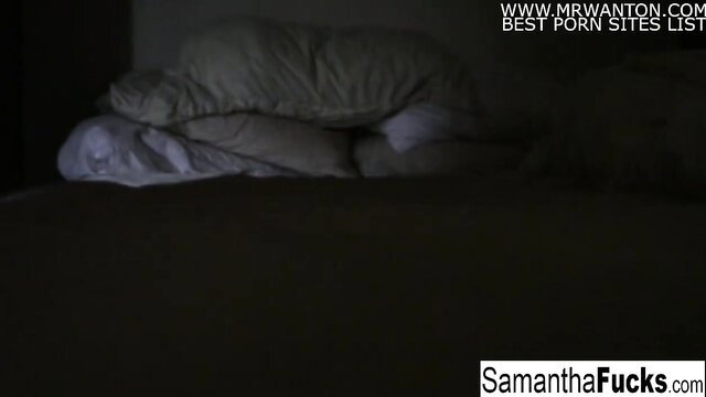 Samantha Saint in bed sheets, Puba home movie morning fun
