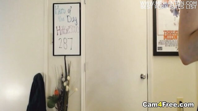 Pretty sexy hottie babe with dildo toy by door, hot turns list