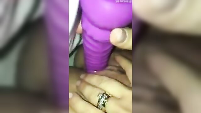 Closeup of big pink dildo stretching tight pussy, amateur insertion