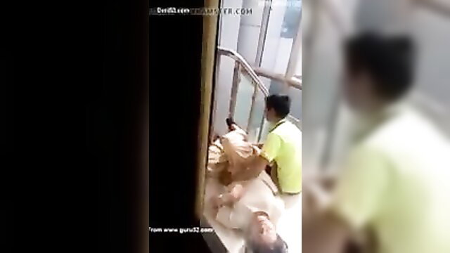Desi lover fingered hard by man in hospital uniform on stairs