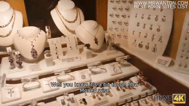 Hunt4K dark-haired beauty in jewelry shop tempted by cash offer