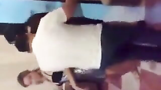 Arab guy in white tee and cap grabs woman from behind in amateur clip