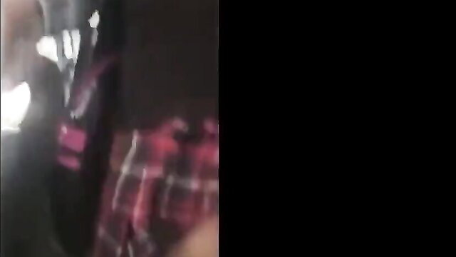 Whore in plaid skirt and pink top bends over in sexy amateur tease