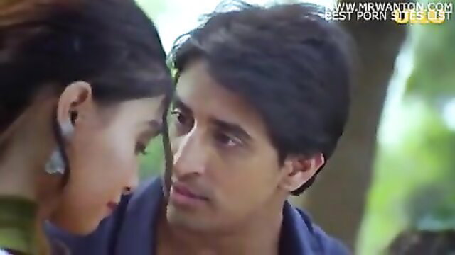 Closeup of Indian couple gazing intimately in outdoor sex scene