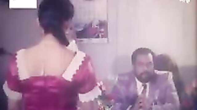Bangladeshi woman in red lace dress teases man in suit, Hindi porn