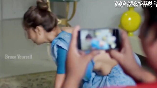 Hot Indian maid in blue dress fucked by homeowner from behind