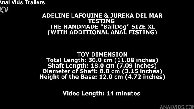 Jureka Del Mar & Adeline Lafouine test XL Balldog dildo anal fisting