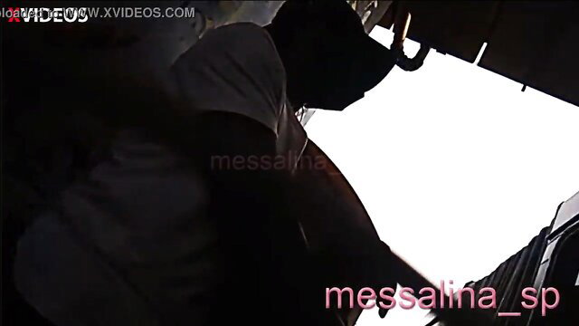 Messalina hotwife flashes shaved pussy to stranger at bus stop