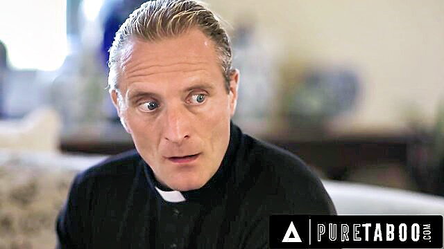 Priest stares shocked in Keira Croft anal confession Pure Taboo