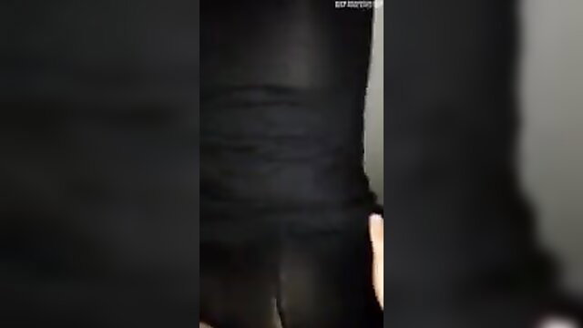 Hot brunette in tight black leggings teases cameltoe closeup