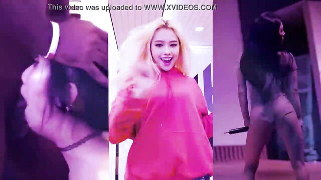 Asian slut buffet PMV with blonde and black-haired hotties in hoodies twerking