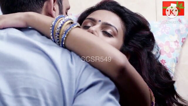 Desi Indian babe in bangles embraced intimately by lover