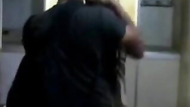 College lovers passionately kissing in store room, hot amateur couple