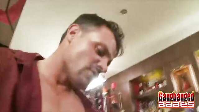 Hot guy sucking cock in pub gangbang by Gangbanged Babes