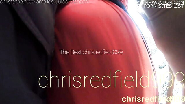 Chrisredfield999 huge ass in tight red dress pressed against crotch