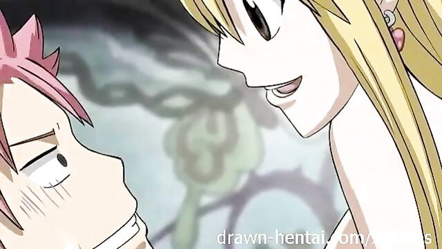 Fairy Tail hentai Lucy blonde with Natsu close-up naughty face