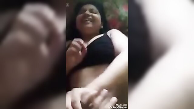 Bangladeshi Deshi couple woman smiling in black bra, amateur closeup