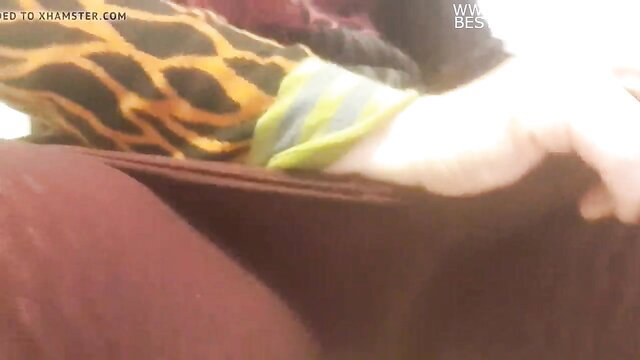 Hot babe in new orange leopard stockings and lingerie teases big ass closeup