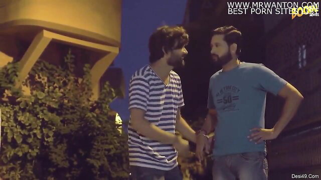 Two Indian men chatting intimately outdoors at night, Desi gay thumbnail