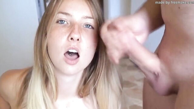 Blonde teen getting facefucked hard by thick cock in amateur JOI