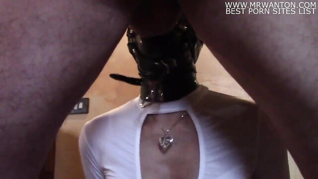 Laura XXX tied and masked in POV, collared Latina beauty exposed