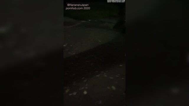 Japanese woman naked midnight walk in park to street with anal tail plug