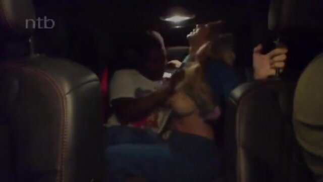 Black bull gropes busty blonde in car cuckold scene