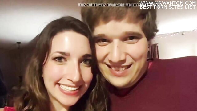 Married brunette wife smiling with young guy in secret BBC BJ preview