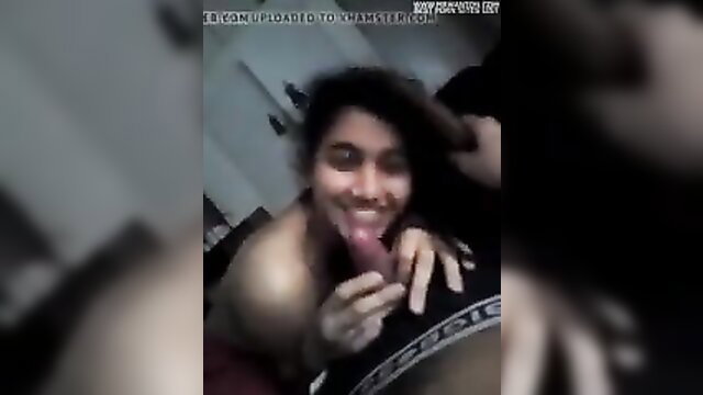 Desi Indian girlfriend sucking cock in hotel room
