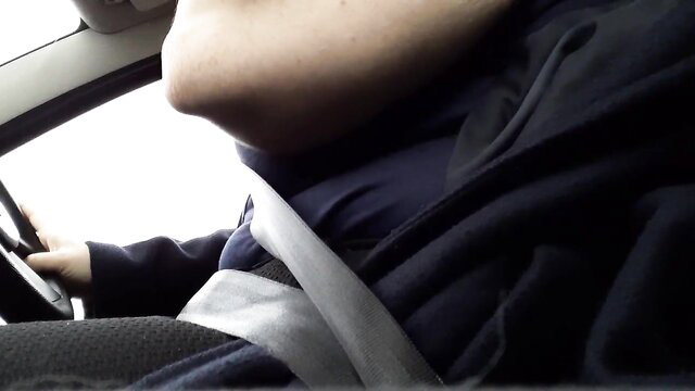 Amateur guy POV driving car seatbelt public play Groningen