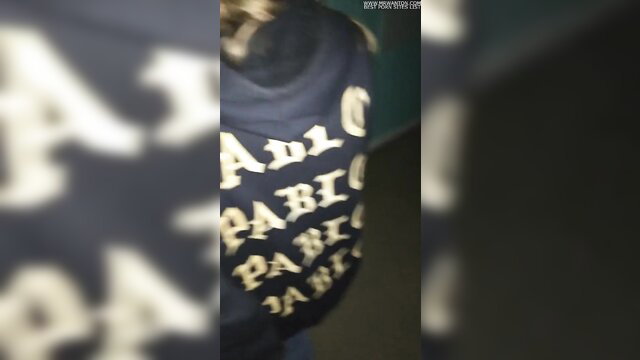 Blonde schoolgirl in hoodie passionately sucks cock in stairwell