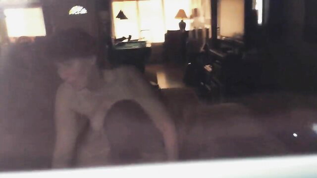 Wife full frontal fucked against window by best friend