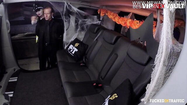 Jasmine Jae as busty cop in Halloween van sex - VIP Sex Vault