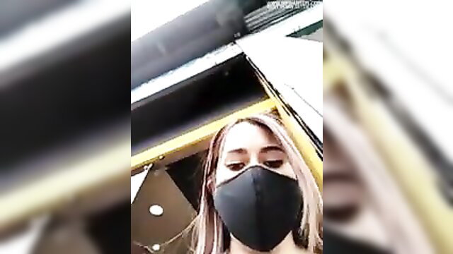 Blonde masked woman sexy shopping POV thumbnail
