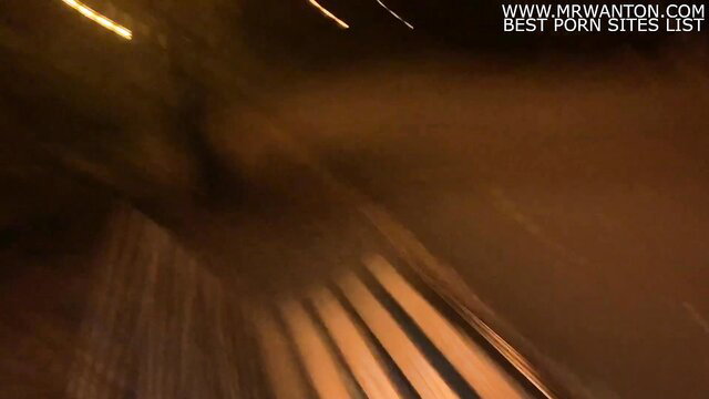 Blurry night park public fuck POV with cumshot on teen slut