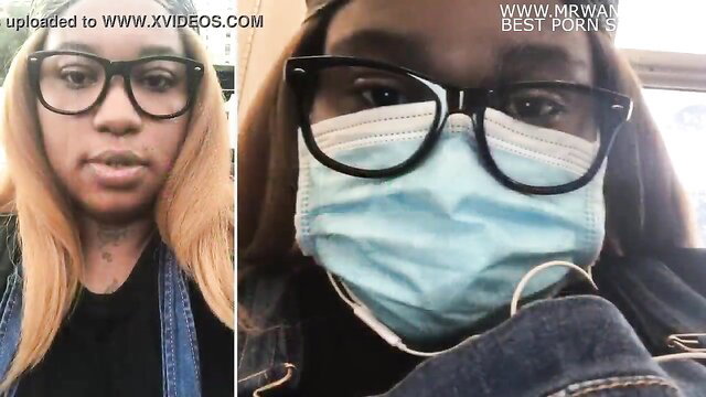 Hot black Hazelnutxxx in glasses and mask, best of amateur porn
