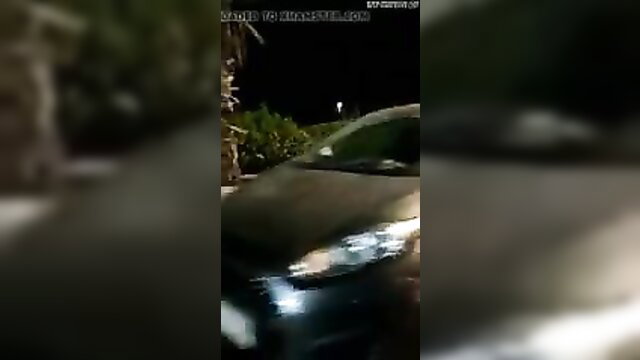 Agadir Moroccan girl in car at night, sexy headlights glow