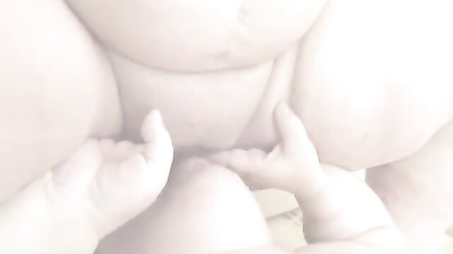 Blurry granny midget closeup of pale tits and hands in explicit sex