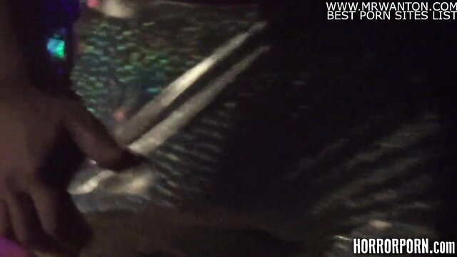 Three-titted whore hand stroking cock in car, Horror Porn thumbnail