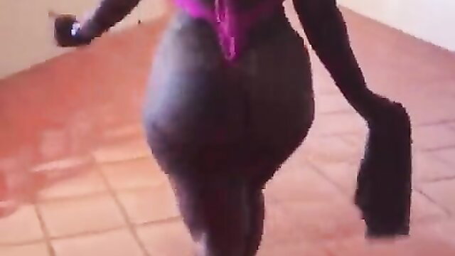 Cherokee big ass black MILF walking in tight pants