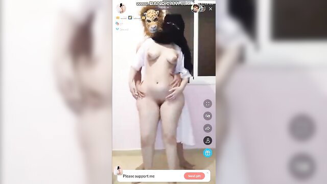 Nude Moroccan niqab girl in leopard mask, Tango live private tanjawiya