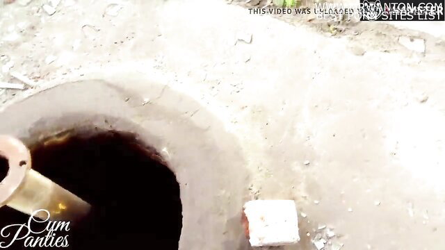 Amateur wife fucked near dirty sewer hole outdoor
