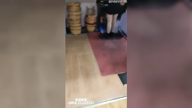 Asian beauty in short skirt and black shoes teased in room fuck