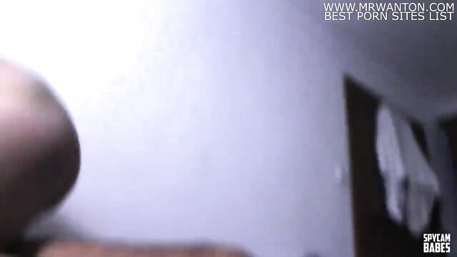 Blurry spy cam of stepdaughter's face and body in bedroom
