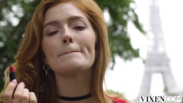 Jia Lissa applies lipstick in Paris by Eiffel Tower VIXEN