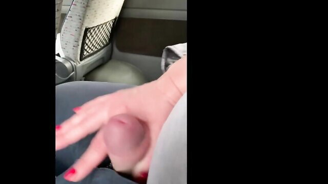 SugarNadya handjobs husband's cock on bus, almost caught cumming